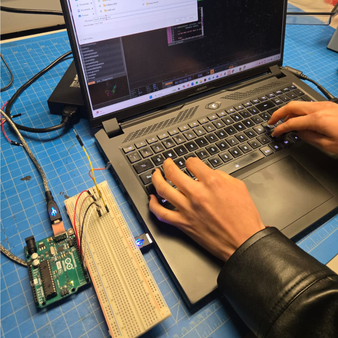 We replicated the class activity on how to make the connection for the capacitive touch sensors in the Arduino and the breadboard.