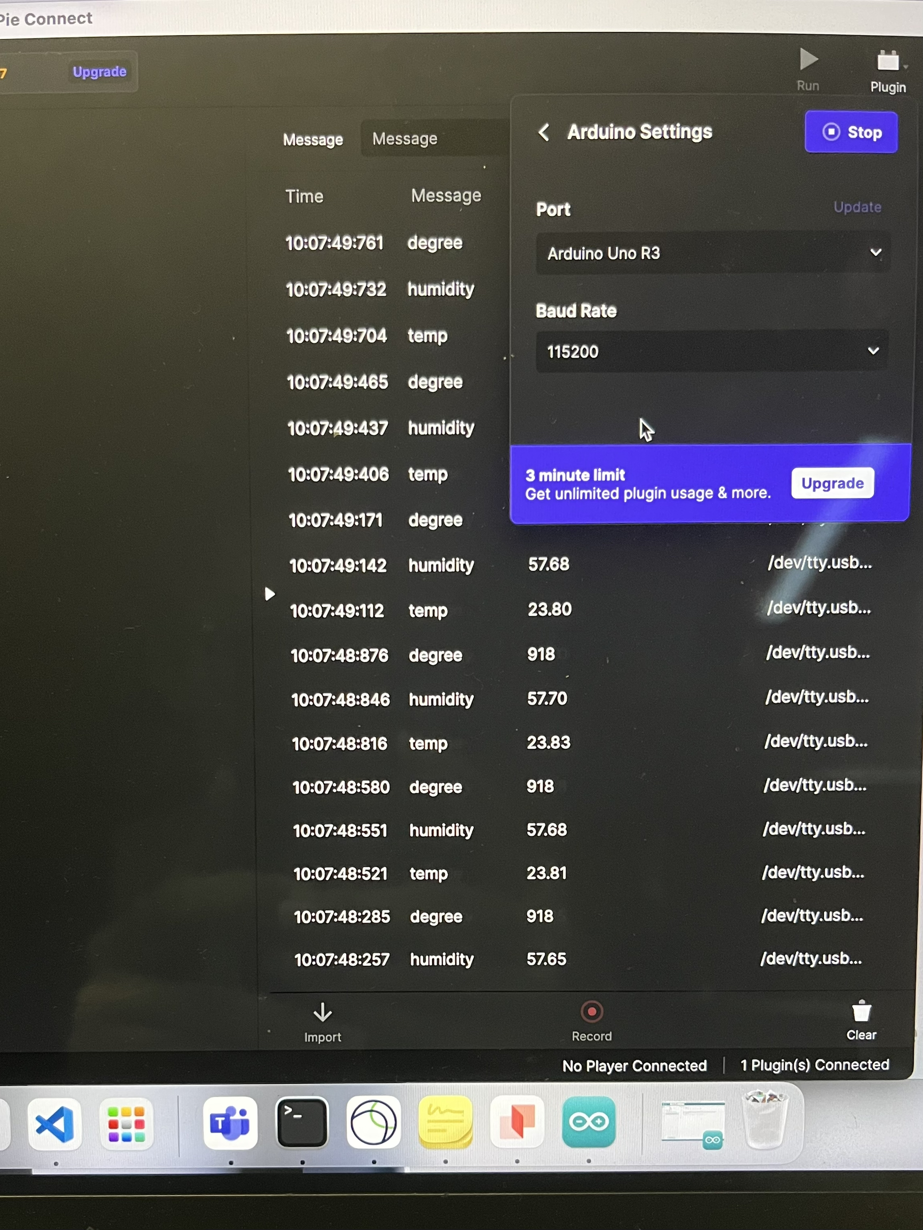 Here, we are testing ProtoPie Connect to help us see the data from the Arduino and seeing the numbers go up or drop whenever it changes. Thank you for watching.